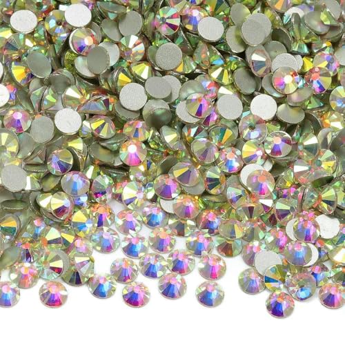 1440 Stück SS6–SS20, 1440 Stück Top-Glaskristall, nicht Hotfix-Strasssteine, flache Rückseite, Glitzersteine, Nagelkunst-Dekorationen, DIY-Zubehör, Kristall AB-SS20 (4,6–4,8 mm) von DEFRTG