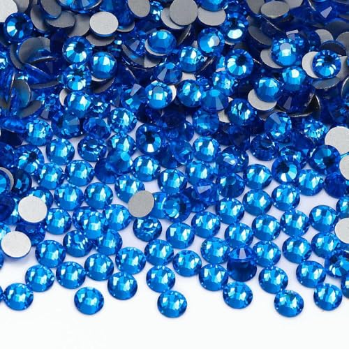 1440 Stück SS6–SS20, 1440 Stück Top-Glaskristall-Strasssteine ohne Hotfix, flache Rückseite, Glitzersteine, Nagelkunst-Dekorationen, DIY-Zubehör, Capriblau, SS16 (3,8–4,0 mm) von DEFRTG