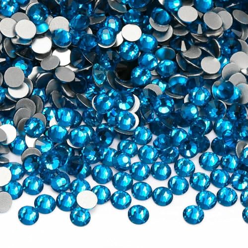 1440 Stück SS6–SS20, 1440 Stück Top-Glaskristall-Strasssteine ohne Hotfix, flache Rückseite, Glitzersteine, Nagelkunst-Dekorationen, DIY-Zubehör, Indicolite, SS16 (3,8–4,0 mm) von DEFRTG