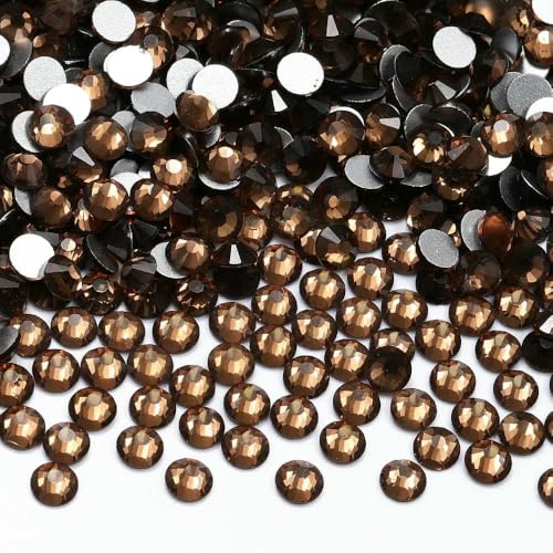 1440 Stück SS6–SS20, 1440 Stück Top-Glaskristall-Strasssteine ohne Hotfix, flache Rückseite, Glitzersteine, Nagelkunst-Dekorationen, DIY-Zubehör, Rauchtopas, SS20 (4,6–4,8 mm) von DEFRTG