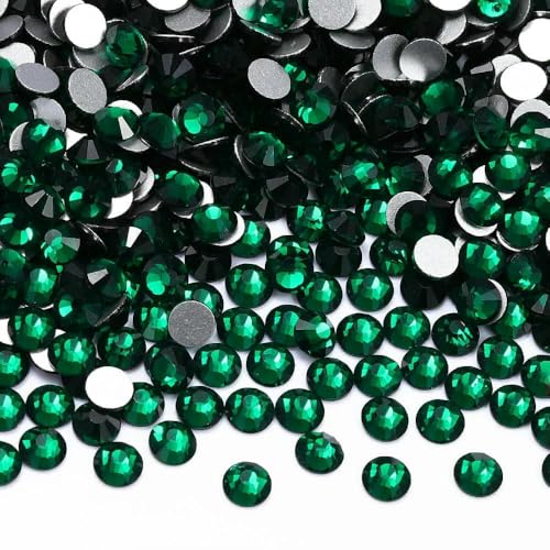 1440 Stück SS6–SS20, 1440 Stück Top-Glaskristall-Strasssteine ohne Hotfix, flache Rückseite, Glitzersteine, Nagelkunst-Dekorationen, DIY-Zubehör – Dunkelgrün – SS16 (3,8–4,0 mm) von DEFRTG