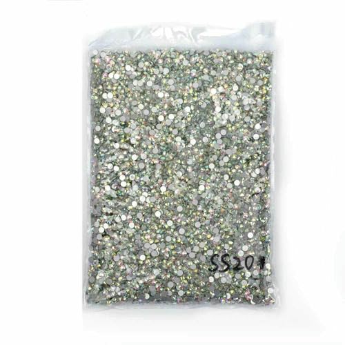 14400 Stück Flatback Crystal AB Nicht-Hotfix-Strasssteine in Großpackung Glitzerkristall SS3-SS20 für Nagelhochzeiten F0228-Crystal AB-SS20-14400 von DEFRTG