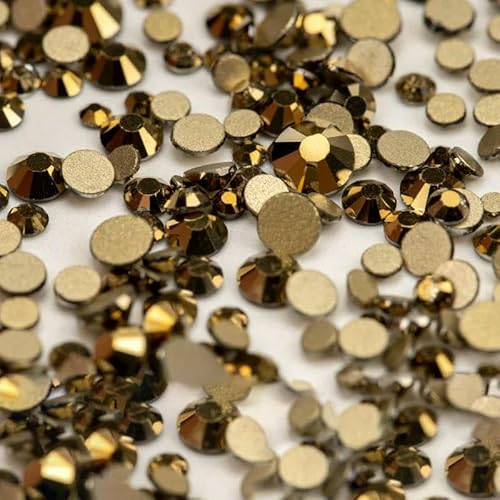 14400 Stück Großhandel SS4–SS20, Glas-Strasssteine, Kristall, nicht zum Hotfixieren, goldfarbene Flatback-Steine für DIY-Nagelkunst-Zubehör, gemischte Größe, 14400 Stück von DEFRTG