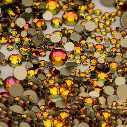 14400 Stück Großhandel SS4–SS20, Glas-Strasssteine, Kristall, nicht zum Hotfixieren, goldfarbene Flatback-Steine für DIY-Nagelkunst-Zubehör, gemischte Größen, 14400 Stück von DEFRTG