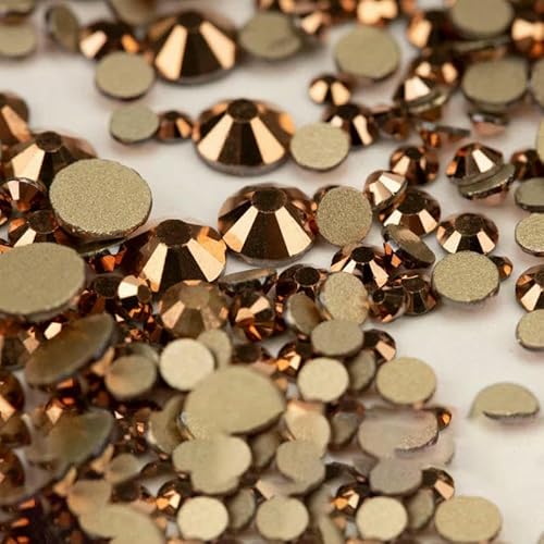 14400 Stück Großhandel SS4–SS20, Glas-Strasssteine, Kristall, nicht zum Hotfixieren, goldfarbene Flatback-Steine für DIY-Nagelkunst-Zubehör, gemischte Größen, 14400 Stück von DEFRTG