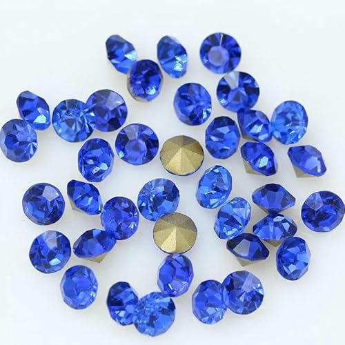 144p SS9-SS16mm Tschechischer Kristall, alle 36 Farben, Perlen mit spitzer Rückseite, runde Perle, Strass, Glitzer für Schmuck, Nagelherstellung, DIY-Saphir-144p ss12 3,0mm von DEFRTG