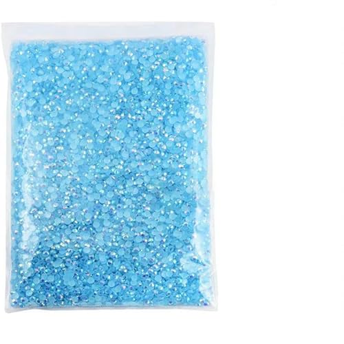 2–6 mm Jelly AB-Harz, nicht Hotfix-Strasssteine, Glitzer, flache Rückseite, Kristalle, Strass in großen Mengen für DIY-Nageldekoration, Aquamarin, AB-2 mm SS6, 20.000 Stück von DEFRTG