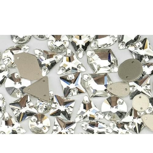 20/50 Stück K9-Glas-Strasssteine zum Aufnähen, gemischte Größe, Kristall-AB-Steine mit flacher Rückseite, für Kleidung, Accessoires, Hochzeitskleid, SF001, 50 Stück (gemischt) von DEFRTG