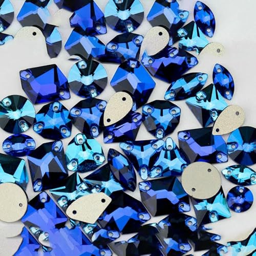 20/50 Stück K9-Glas-Strasssteine zum Aufnähen, gemischte Größe, Kristall-AB-Steine mit flacher Rückseite, für Kleidung, Accessoires, Hochzeitskleid, SF019, 50 Stück (gemischt) von DEFRTG