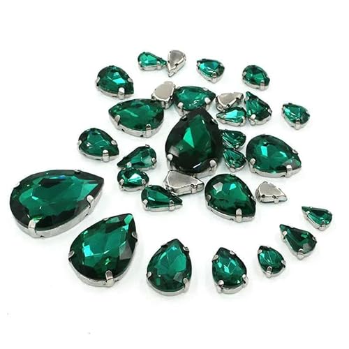 20 Stück/Beutel, Tropfenform, gemischte Größe, Glas-Pointback-Krallenfassung/Tassenrand-Strasssteine für Kleidung/Hochzeitsdekorationen, Pfaueng 20 Stück/Beutel, Tropfenform, gemischte Größe, Glas-Pointback-Krallenfassung/Tassenrand-Strasssteine für Kleidung/Hochzeitsdekorationen, Pfaueng von DEFRTG