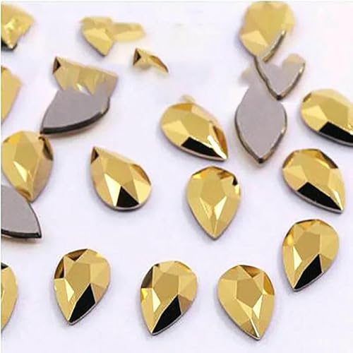 20 Stück 5 x 8 mm Tropfenform Flatback Nagelanhänger Strasssteine Bunte Kristalldiamanten 3D-Maniküre-Zubehör Nagelkunst-Dekoration-5 x 8 mm Aurum von DEFRTG