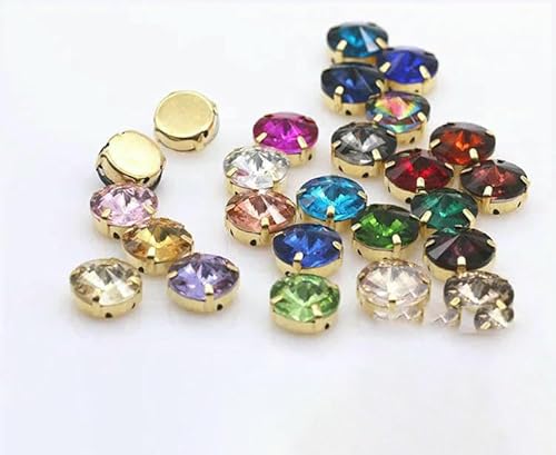 24 Farben 6/8/10/12/14/16/18/25 mm runder Strass-Kristall zum Aufnähen mit goldenem Knopf für Kleidungsstücke, Schmuck, Schuhe, DIY-Besätze, gemischte Farben, 14,0 mm, 12 Stück 24 Farben 6/8/10/12/14/16/18/25 mm runder Strass-Kristall zum Aufnähen mit goldenem Knopf für Kleidungsstücke, Schmuck, Schuhe, DIY-Besätze, gemischte Farben, 14,0 mm, 12 Stück von DEFRTG