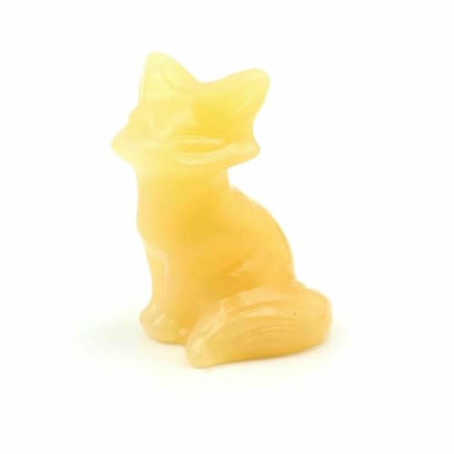 3,8 cm große Fuchsstatue aus Naturstein, Reiki-Heilkristall, Amethystquarz, Tierfigur, handgeschnitzt, Kunsthandwerk, Heimdekoration, Gelbe Jade, 5 Stück von DEFRTG