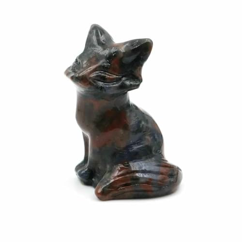 3,8 cm große Fuchsstatue aus Naturstein, Reiki-Heilkristall, Amethystquarz, Tierfigur, handgeschnitzt, Kunsthandwerk, Heimdekoration, Roter Amphibol, 20 Stück von DEFRTG