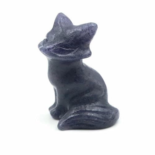 3,8 cm große Fuchsstatue aus Naturstein, Reiki-Heilkristall, Amethystquarz, Tierfigur, handgeschnitzt, Kunsthandwerk, Heimdekoration, blauer Aventurin, 5 Stück von DEFRTG