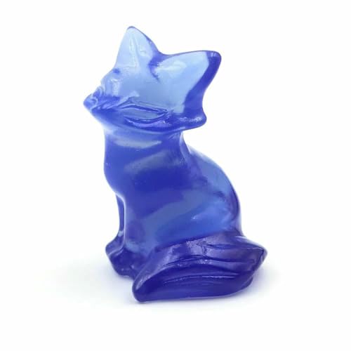 3,8 cm große Fuchsstatue aus Naturstein, Reiki-Heilkristall, Amethystquarz, Tierfigur, handgeschnitzt, Kunsthandwerk, Heimdekoration, blauer Opalit, 10 Stück von DEFRTG