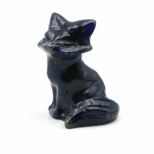 3,8 cm große Fuchsstatue aus Naturstein, Reiki-Heilkristall, Amethystquarz, Tierfigur, handgeschnitzt, Kunsthandwerk, Heimdekoration, blauer Sodalith, 10 Stück von DEFRTG