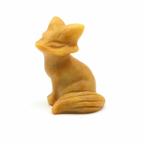 3,8 cm große Fuchsstatue aus Naturstein, Reiki-Heilkristall, Amethystquarz, Tierfigur, handgeschnitzt, Kunsthandwerk, Heimdekoration, gelber Aventurin, 5 Stück von DEFRTG
