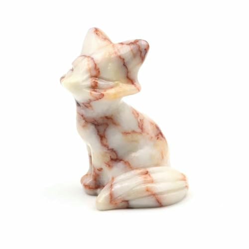 3,8 cm große Fuchsstatue aus Naturstein, Reiki-Heilkristall, Amethystquarz, Tierfigur, handgeschnitzt, Kunsthandwerk, Heimdekoration, roter Picasso-Jaspis, 20 Stück von DEFRTG