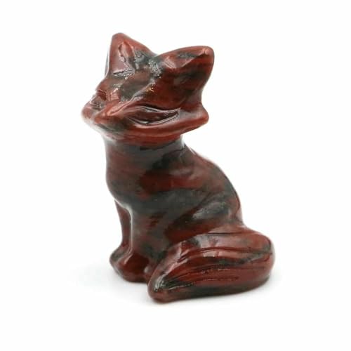 3,8 cm große Fuchsstatue aus Naturstein, Reiki-Heilkristall, Amethystquarz, Tierfigur, handgeschnitzt, Kunsthandwerk, Heimdekoration, roter Sesamstein, 5 Stück von DEFRTG