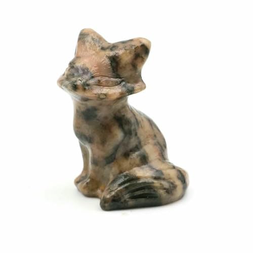 3,8 cm große Fuchsstatue aus Naturstein, Reiki-Heilkristall, Amethystquarz, Tierfigur, handgeschnitzt, Kunsthandwerk, Heimdekoration – Leopardenjaspis – 10 Stück von DEFRTG