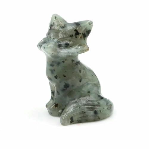 3,8 cm große Fuchsstatue aus Naturstein, Reiki-Heilkristall, Amethystquarz, Tierfigur, handgeschnitzt, Kunsthandwerk, Heimdekoration – Lotusjaspis – 10 Stück von DEFRTG