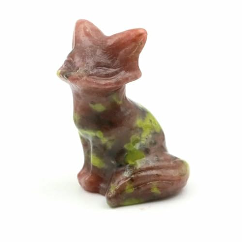 3,8 cm große Fuchsstatue aus Naturstein, Reiki-Heilkristall, Amethystquarz, Tierfigur, handgeschnitzt, Kunsthandwerk, Heimdekoration – Pfirsichblüten-Jade – 10 Stück von DEFRTG
