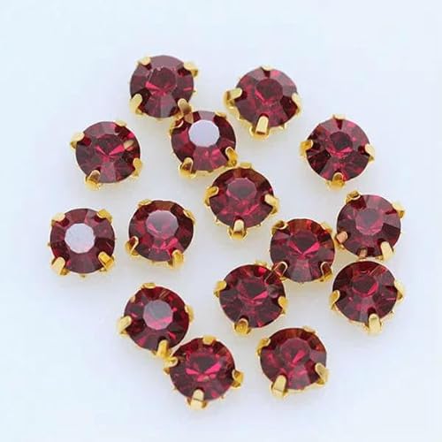 3–10 mm Kristallglassteine, Goldbasis, Klauenbecher-Strasssteine, Kristallschnalle, zum Aufnähen von Strasssteinen für DIY-Kleidung, Stoffnähen, 15–7 mm, 36 Stück von DEFRTG