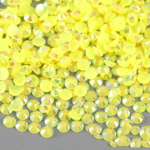 3–4,0 mm AB Jelly Resin Nagel-Strasssteine, runde flache Rückseite, glitzernde Strasssteine, Nagel-Charms, Zubehör, DIY 3D-Nagelkunst-Dekoration, Citrin, 3,0 mm von DEFRTG