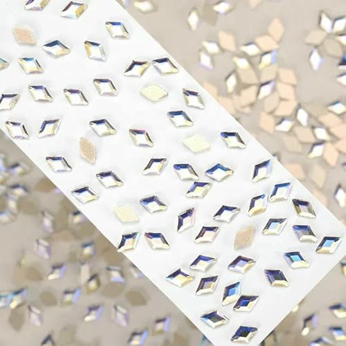 3 x 5/4 x 6/5 x 8 mm Boutique Rhombus Flachboden-Strasssteine für Nagelkunst, Glaskristall, 3D-Nageldekoration, mehrere Formen – Mondnacht – von DEFRTG