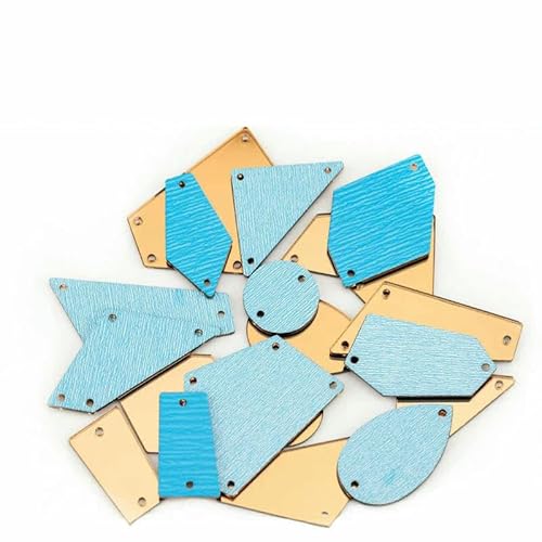 30/60/200 Stück Acryl-Spiegel-Näh-Strasssteine in verschiedenen Größen zum Aufnähen, DIY-Bastelarbeiten, flache Rückseite, Nähsteine für DIY-Kleidungsdekorationen, Hellpfir von DEFRTG