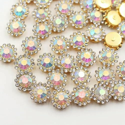 30–100 Stück goldene Blumen-Strasssteine, Glitzerkristalle, Ziersteine, Perlen, Kleidungsstücke, Basteln, zum Aufnähen von Strasssteinen für Kleidung, Edelsteine, KristallAB-G, 10 mm, 30 30–100 Stück goldene Blumen-Strasssteine, Glitzerkristalle, Ziersteine, Perlen, Kleidungsstücke, Basteln, zum Aufnähen von Strasssteinen für Kleidung, Edelsteine, KristallAB-G, 10 mm, 30 von DEFRTG