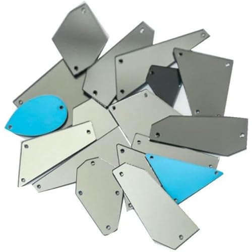 30 Stück gemischte Größen, klare Kristalle, Nähspiegel-Strass-Applikation, flache Rückseite, Acryl-Strass zum Aufnähen, Stein für Kleidung, Handarbeiten, Dunkelgrau, 60 Stück von DEFRTG