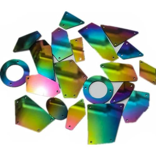 30 Stück gemischte Größen, klare Kristalle, Nähspiegel-Strass-Applikation, flache Rückseite, Acryl-Strass zum Aufnähen, Stein für Kleidung, Handarbeiten, Regenbogen-Mix, 30 Stück von DEFRTG