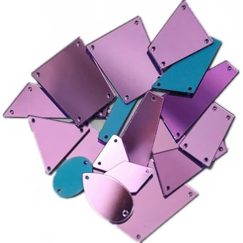 30 Stück gemischte Größen, klare Kristalle, Nähspiegel-Strass-Applikation, flache Rückseite, Acryl-Strass zum Aufnähen, Stein für Kleidung, Handarbeiten, lila, gemischt, 30 Stück von DEFRTG