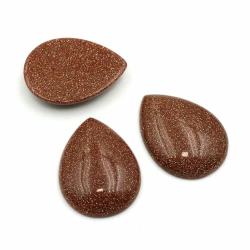 30 x 40 mm Wassertropfenform Cabochon-Perle Naturstein Amethyst DIY Schmuck Anhänger Ohrring Broschen Zubehör Chakra Wohnkultur-Rotgoldfluss Sa von DEFRTG