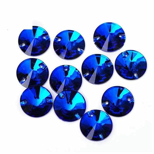 3200 Kristall-Strasssteine zum Aufnähen, DIY-Glassteine, flache Rückseite, Strasssteine zum Nähen für Handarbeiten, Capriblau, 16 mm, 16 Stück von DEFRTG