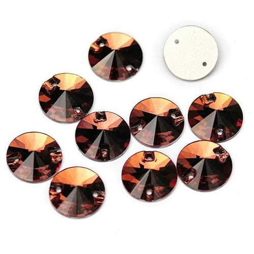 3200 Kristall-Strasssteine zum Aufnähen, DIY-Glassteine, flache Rückseite, Strasssteine zum Nähen für Handarbeiten, Heller Rauchtopas, 14,0 mm, 2 von DEFRTG