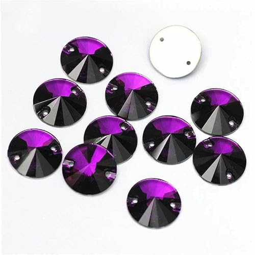 3200 Kristall-Strasssteine zum Aufnähen, DIY-Glassteine, flache Rückseite, Strasssteine zum Nähen für Handarbeiten, lila Samt, 12 mm, 28 Stück von DEFRTG