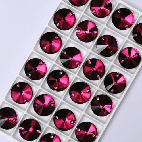 3200 Strasssteine zum Aufnähen, runde Perlen, Steine, Strass-Applikationen für Hochzeitskleider, Kleidung, DIY-Nähkristalle, Amethyst, 14,0 mm, 20 Stück von DEFRTG