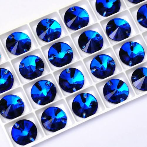 3200 Strasssteine zum Aufnähen, runde Perlen, Steine, Strass-Applikationen für Hochzeitskleider, Kleidung, DIY-Nähkristalle, Capriblau, 20 mm, 9 Stück von DEFRTG