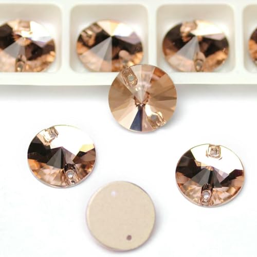 3200 Strasssteine zum Aufnähen, runde Perlen, Steine, Strass-Applikationen für Hochzeitskleider, Kleidung, DIY-Nähkristalle, Hellpfirsich, 20 mm, 9 Stück von DEFRTG
