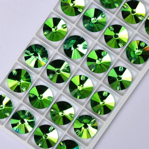 3200 Strasssteine zum Aufnähen, runde Perlen, Steine, Strass-Applikationen für Hochzeitskleider, Kleidung, DIY-Nähkristalle, Peridot, 16 mm, 16 Stück von DEFRTG