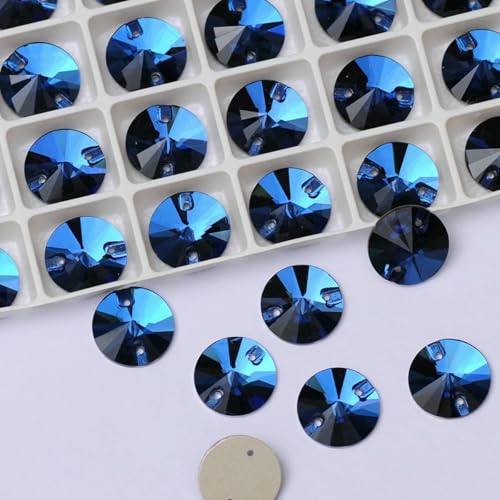 3200 Strasssteine zum Aufnähen, runde Perlen, Steine, Strass-Applikationen für Hochzeitskleider, Kleidung, DIY-Nähkristalle, Saphir, 18 mm, 12 Stück von DEFRTG