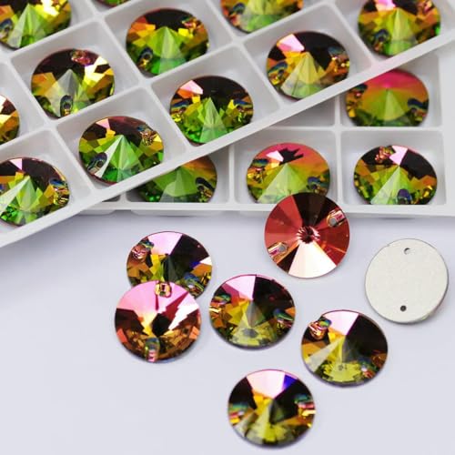 3200 Strasssteine zum Aufnähen, runde Perlen, Steine, Strass-Applikationen für Hochzeitskleider, Kleidung, DIY-Nähkristalle, Vitrail Medium, 10 mm, 35 Stück von DEFRTG