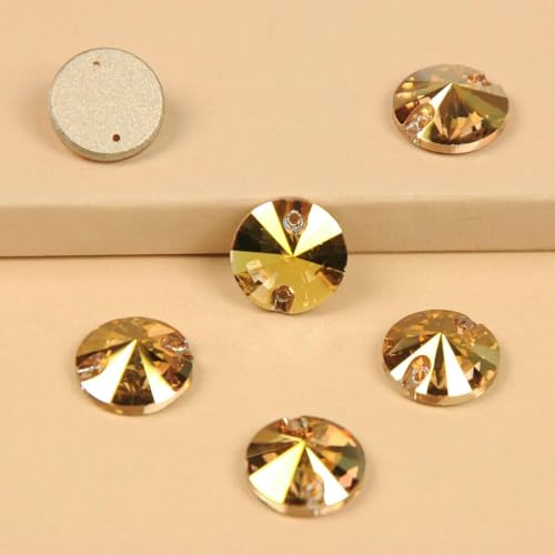 3200 Strasssteine zum Aufnähen, runde Perlen, Steine, Strass-Applikationen für Hochzeitskleider, Kleidung, DIY-Nähkristalle – Metallic Sunshine – 18 mm, 12 Stück von DEFRTG