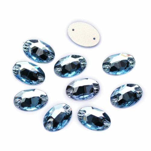3210 Ovale Aufnähsteine, Glas-Strasssteine AAAAA, Näh-Strass für Strass-Applikationen, Kleider, Kleidung, Aquamarin, 11 x 16 mm, 20 Stück 3210 Ovale Aufnähsteine, Glas-Strasssteine AAAAA, Näh-Strass für Strass-Applikationen, Kleider, Kleidung, Aquamarin, 11 x 16 mm, 20 Stück von DEFRTG