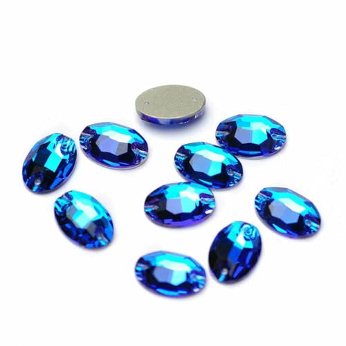3210 Ovale Aufnähsteine aus Glas, AAAAA, zum Aufnähen von Strasssteinen für Strassapplikationen, Kleider, Kleidung, blauer Zirkon, 11 x 16 mm, 20 3210 Ovale Aufnähsteine aus Glas, AAAAA, zum Aufnähen von Strasssteinen für Strassapplikationen, Kleider, Kleidung, blauer Zirkon, 11 x 16 mm, 20 von DEFRTG
