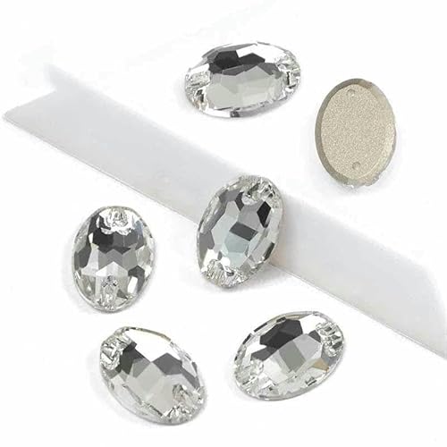 3210 Ovaler Glas-Näh-Strass, flache Rückseite, zum Aufnähen, Kristall, lose Strasssteine zum Basteln von Schmuck, Kristall, 11 x 16 mm, 72 Stück von DEFRTG
