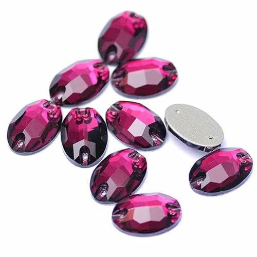 3210 Ovaler Glas-Näh-Strass, flache Rückseite, zum Aufnähen, Kristall, lose Strasssteine zum Schmuckbasteln, Amethyst, 17 x 24,0 mm, 9 Stück von DEFRTG